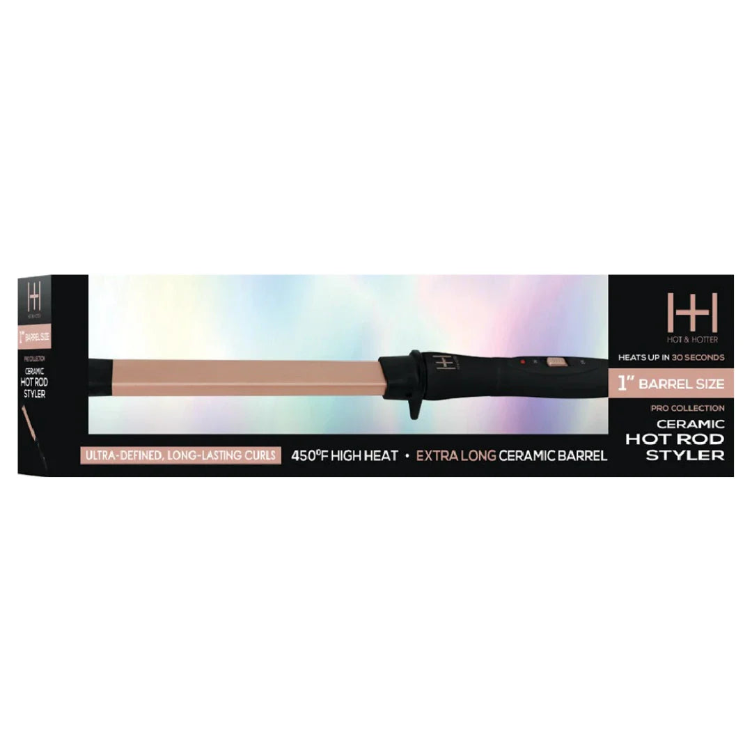 Hot & Hotter Ceramic Hot Rod Hair Styler Wand 1 Inch, 1 Count, Rose Gold