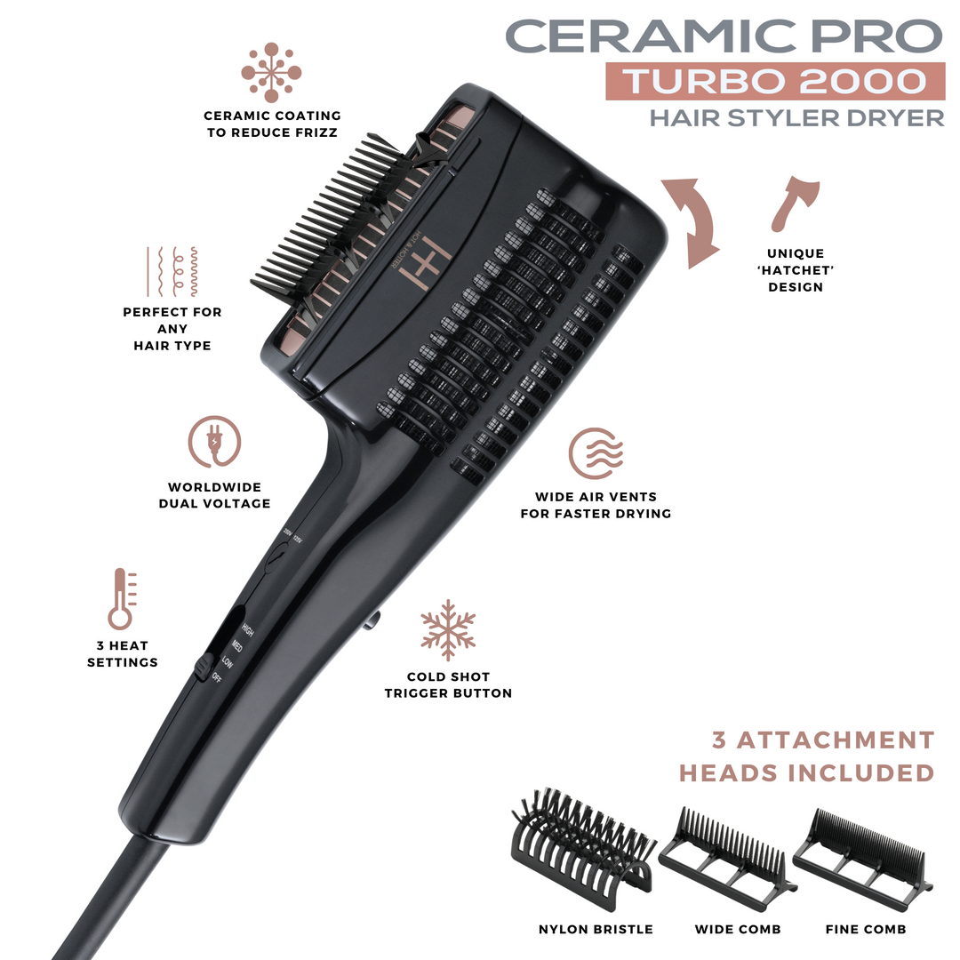 Hot & Hotter Ceramic Pro Turbo Hair Styler Dryer, 1 Count, Black
