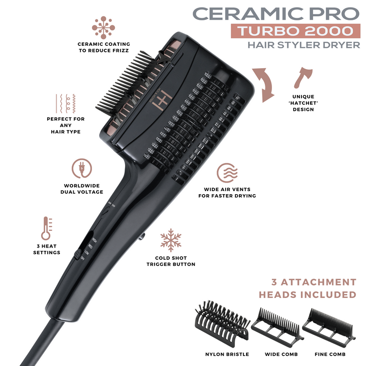 Hot & Hotter Ceramic Pro Turbo Hair Styler Dryer, 1 Count, Black