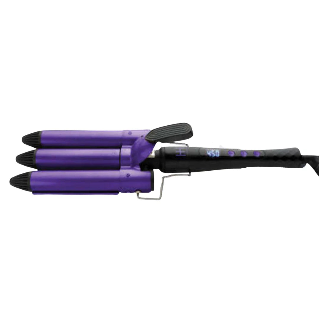 Hot & Hotter Digital Ceramic 3 Barrel Waver 1in, 1 Count Hair Curling Iron, Purple