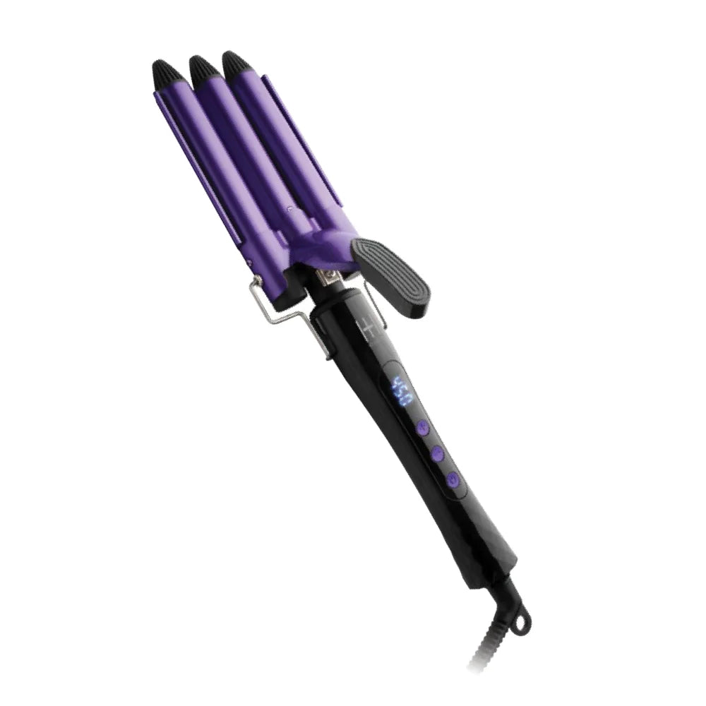 Hot & Hotter Digital Ceramic 3 Barrel Waver 3/4 Inch, 1 Count, Purple