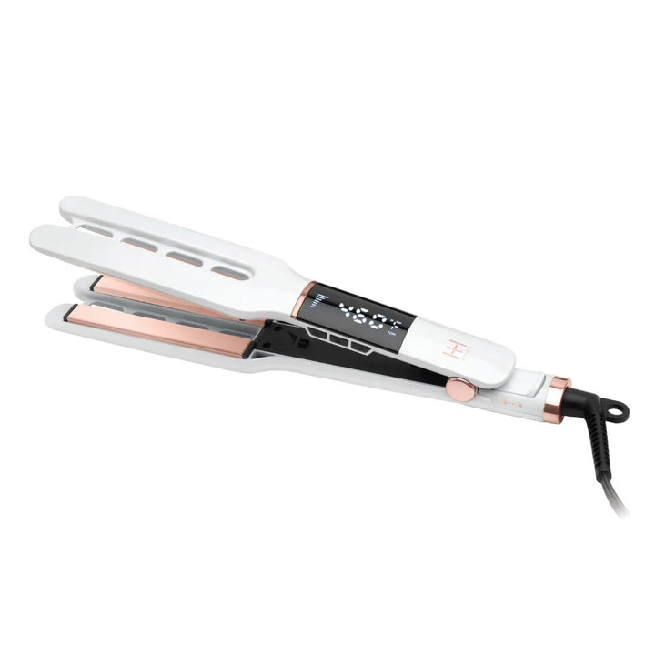 Hot & Hotter Dual Plate Digital Ceramic Flat Iron 1/2in, 1 Count Hair Straightener, White