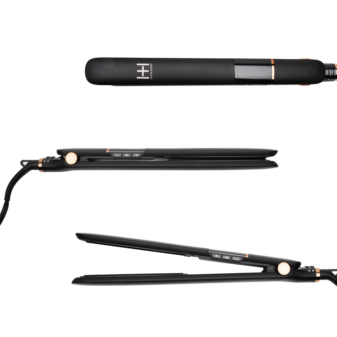 Hot & Hotter Extra Long Ceramic Digital Flat Iron 1in, Black