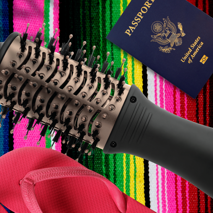 Hot & Hotter Mini One Step Hair Styler Dryer, 1 Count, Black & Rose Gold