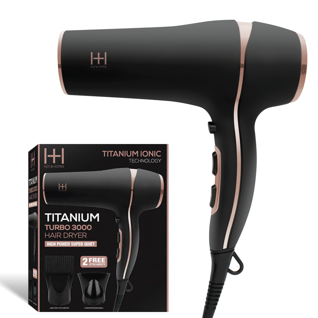 Hot & Hotter Titanium Turbo 3000 Hair Dryer, 1 Count, Black