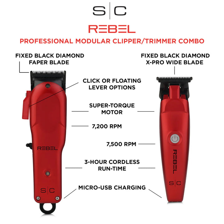 StyleCraft Rebel Clipper & Trimmer Red Combo