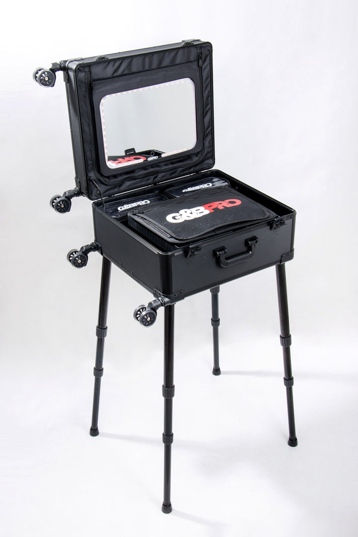 Roller Elite Mobile Workstation with LED Mirror & Extending Tray System – OG Black