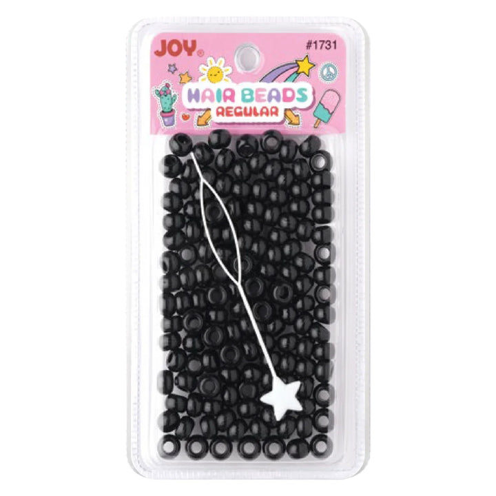 Joy Round Hair Beads Regular Size, 200 Count, Black