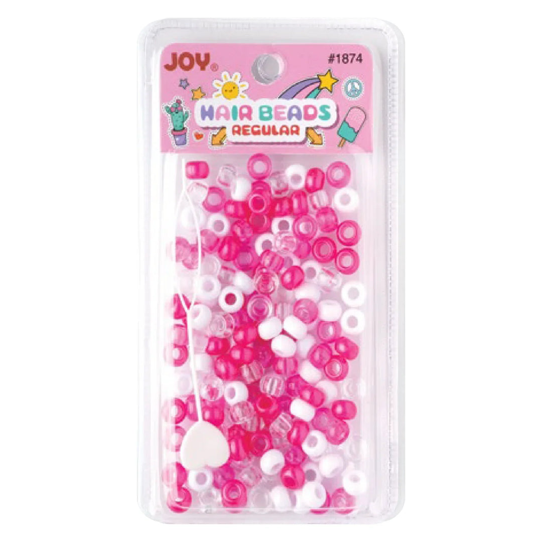 Joy Round Hair Beads Regular Size, 200 Count, Pink & White