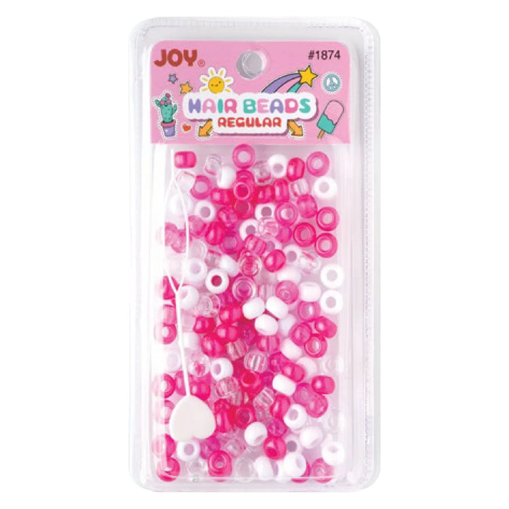 Joy Round Hair Beads Regular Size, 200 Count, Pink & White