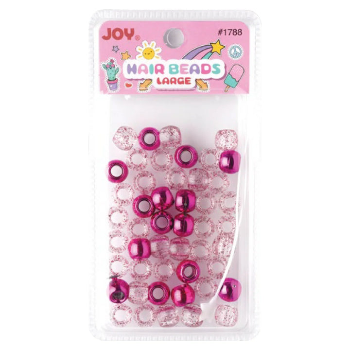 Joy Round Hair Beads Large, 50 Count, Magenta Metallic & Glitter