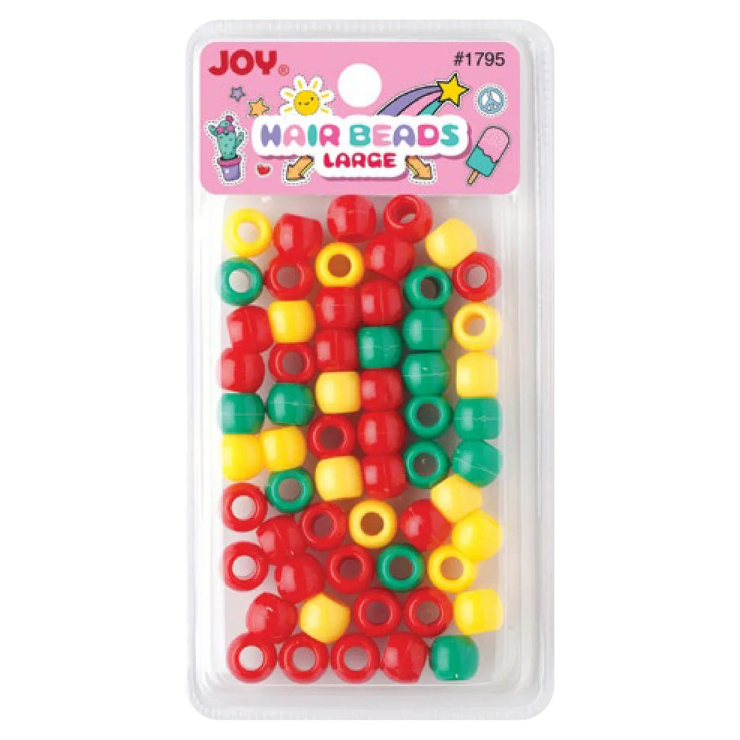 Joy Round Hair Beads Large, 50 Count, Green, Yellow, Red