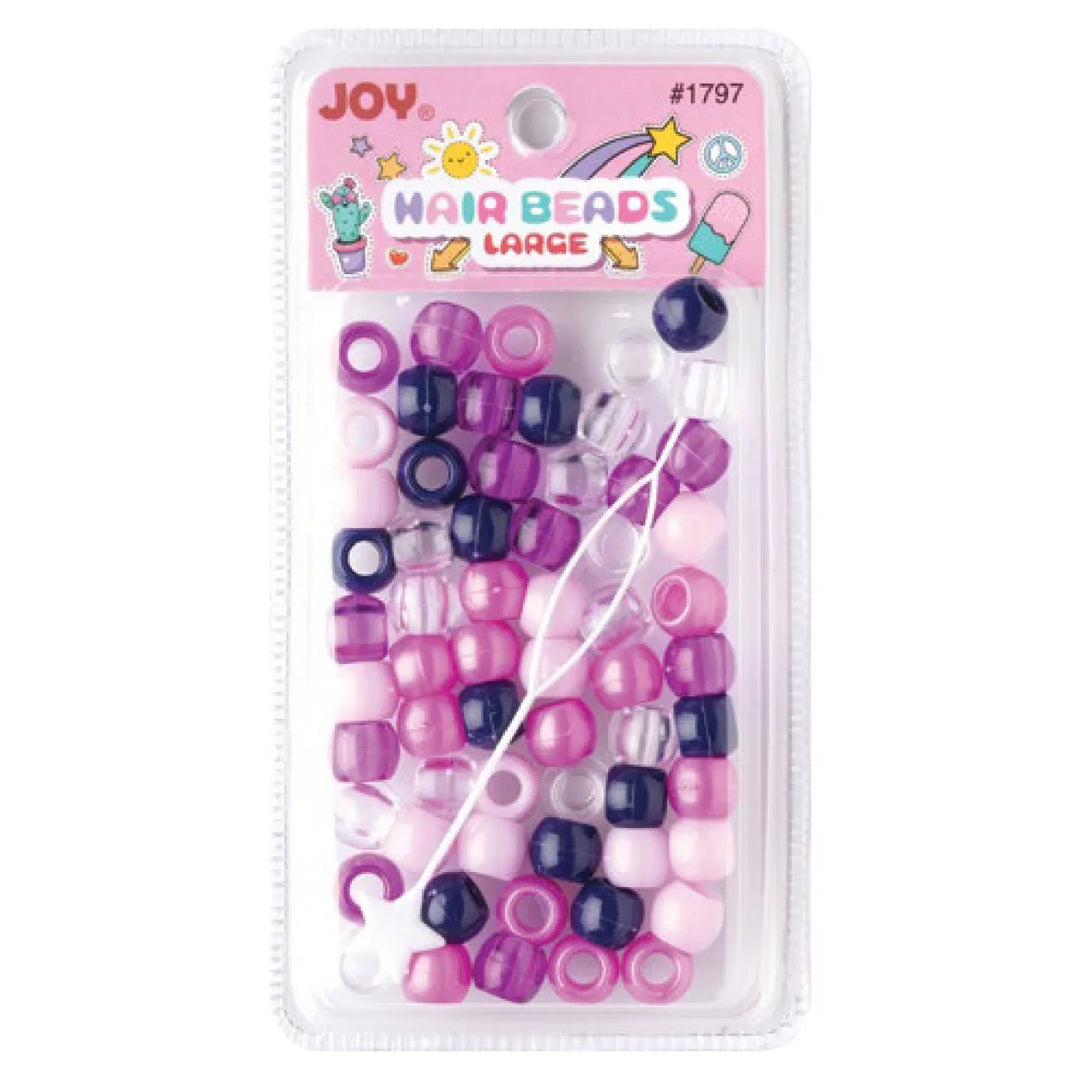 Joy Round Hair Beads Large, 50 Count, Assorted Purple