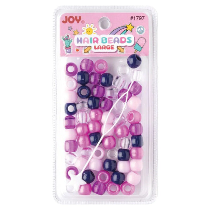 Joy Round Hair Beads Large, 50 Count, Assorted Purple