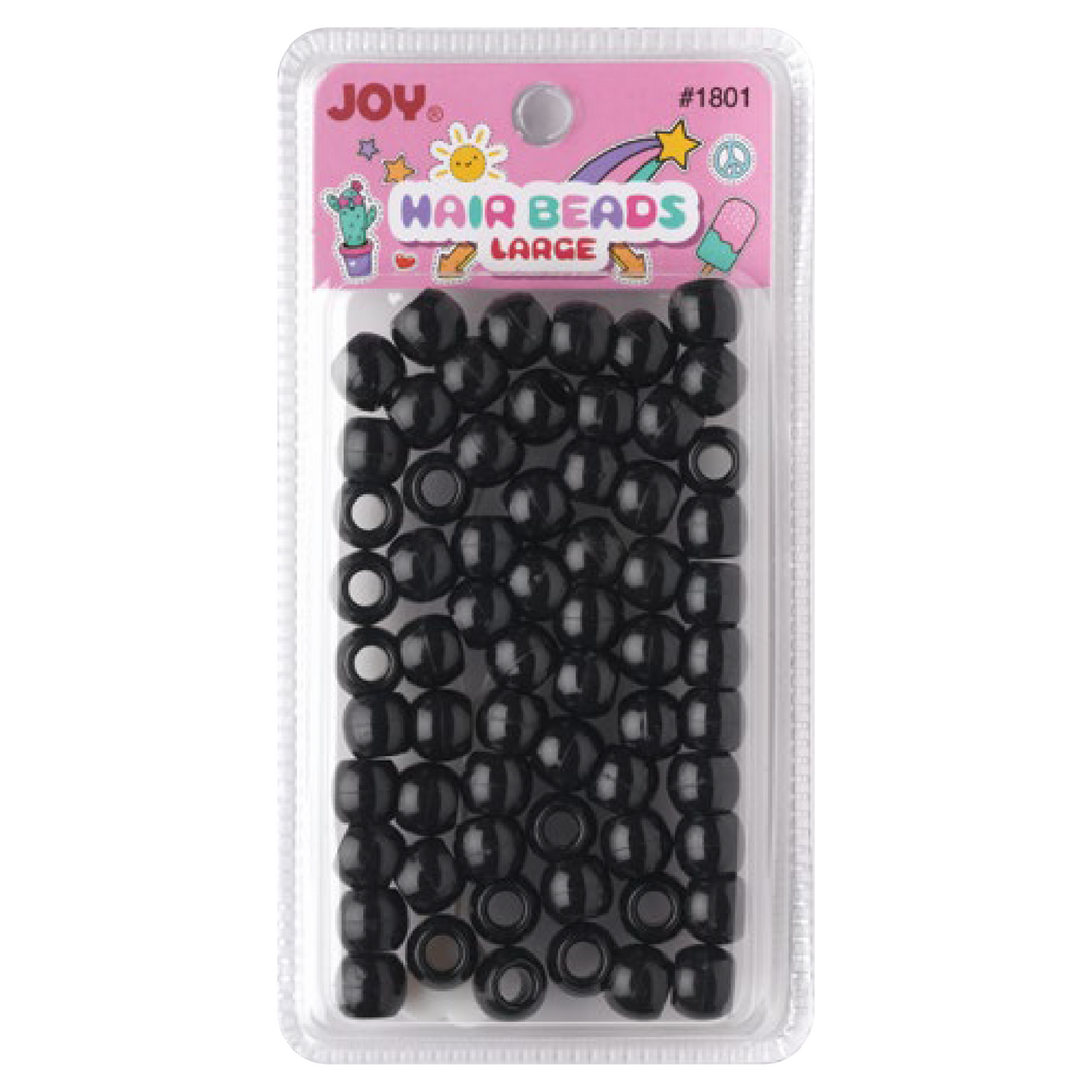 Joy Round Hair Beads Large, 60 Count, Black