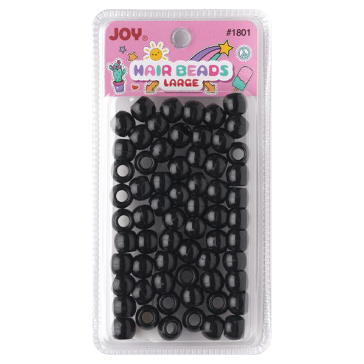 Joy Round Hair Beads Large, 60 Count, Black