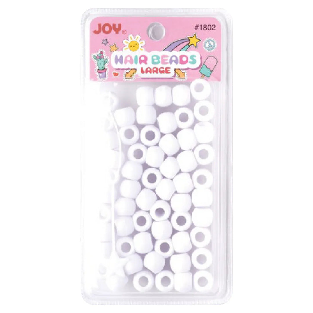Joy Round Hair Beads Large, 60 Count, White
