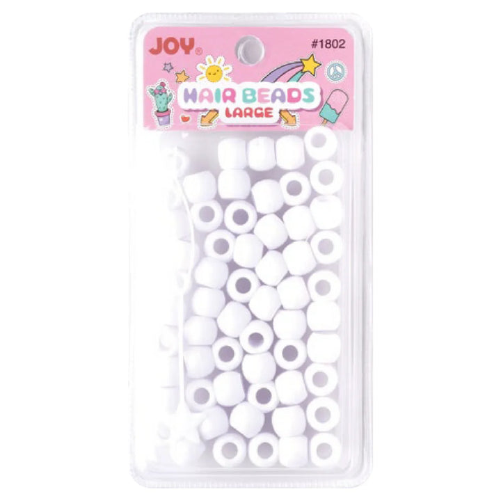 Joy Round Hair Beads Large, 60 Count, White