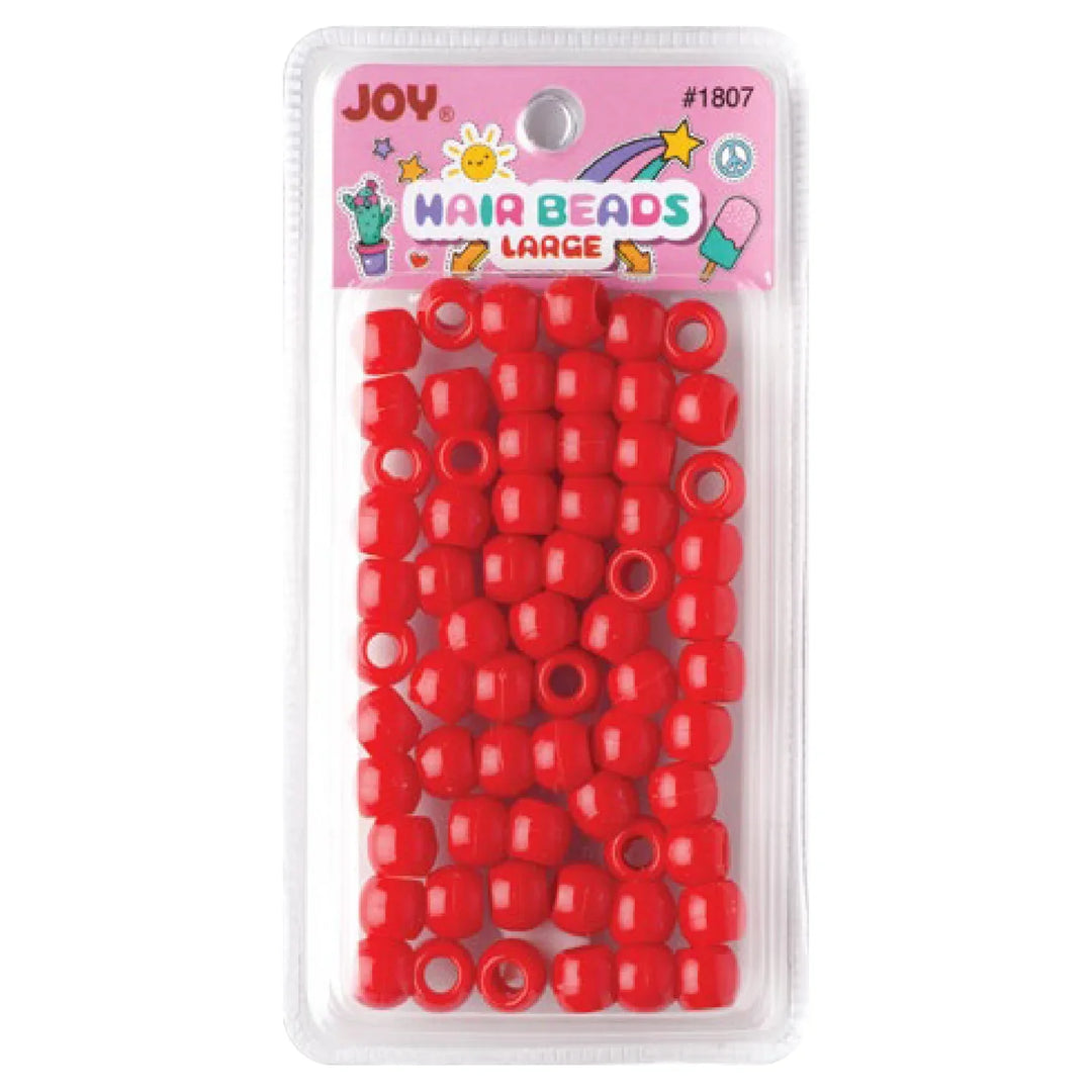 Joy Round Hair Beads Large, 60 Count, Red