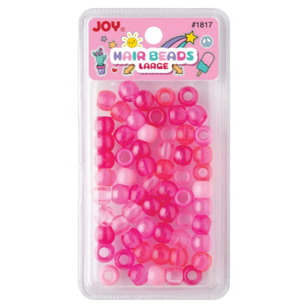 Joy Round Hair Beads Large, 60 Count, Pink Clear Asst