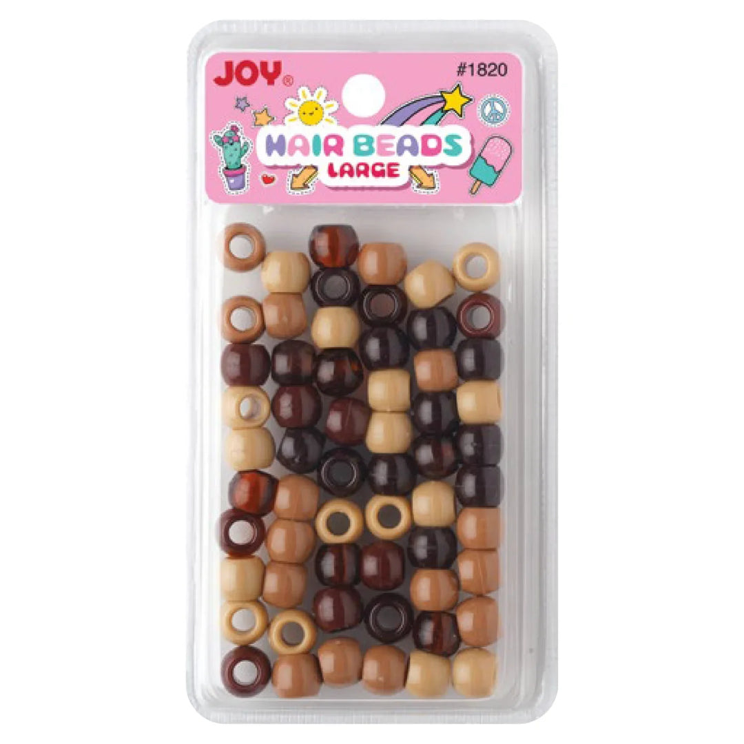 Joy Round Hair Beads Large, 60 Count, Black & Brown Assorted