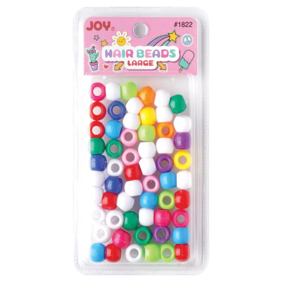 Joy Round Hair Beads Large, 60 Count, Solid Assorted Colors