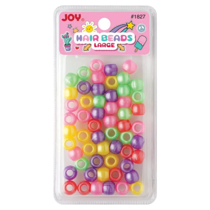 Joy Round Hair Beads Large, 60 Count, Assorted Pastel