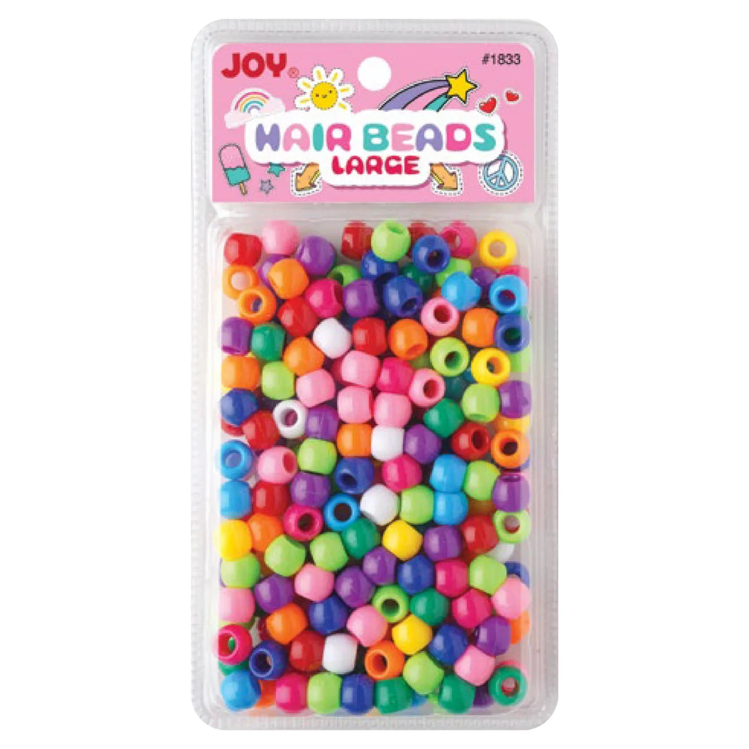 Joy Round Hair Beads Large, 240 Count, Solid Assorted Color
