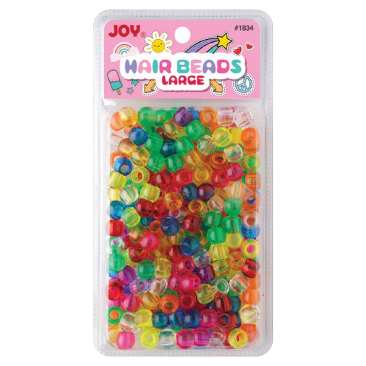 Joy Round Hair Beads Large, 240 Count, Clear Assorted Colors