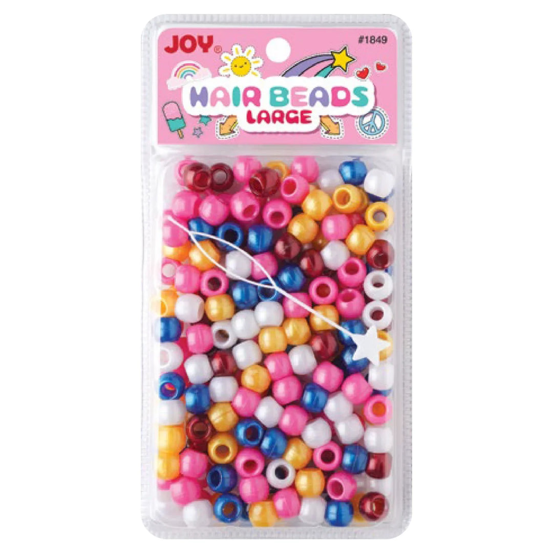 Joy Round Hair Beads Large, 240 Count, Metallic Assorted Colors