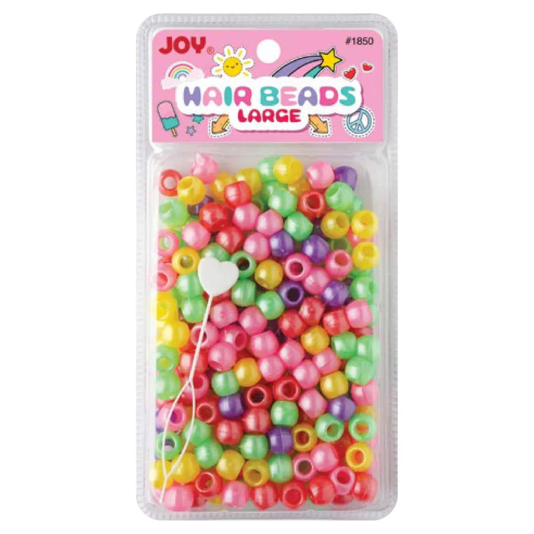 Joy Round Hair Beads Large, 240 Count, Pastel Assorted