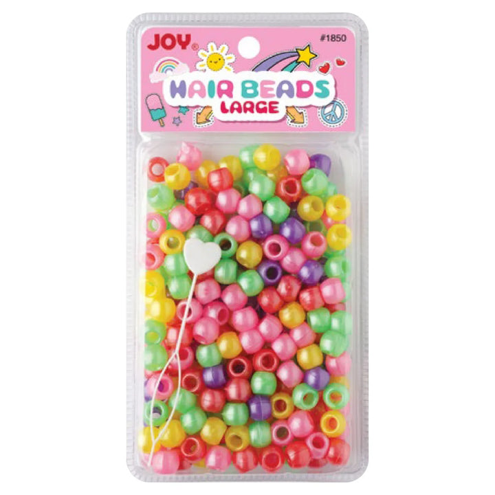 Joy Round Hair Beads Large, 240 Count, Pastel Assorted