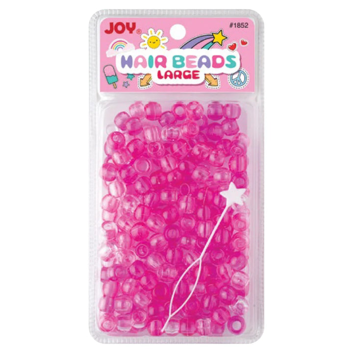 Joy Round Hair Beads Large, 240 Count, Pink & Clear
