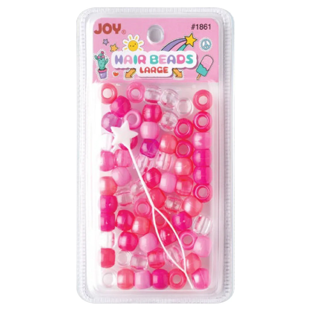 Joy Round Hair Beads Large, 60 Count, Pink & Purple Assorted