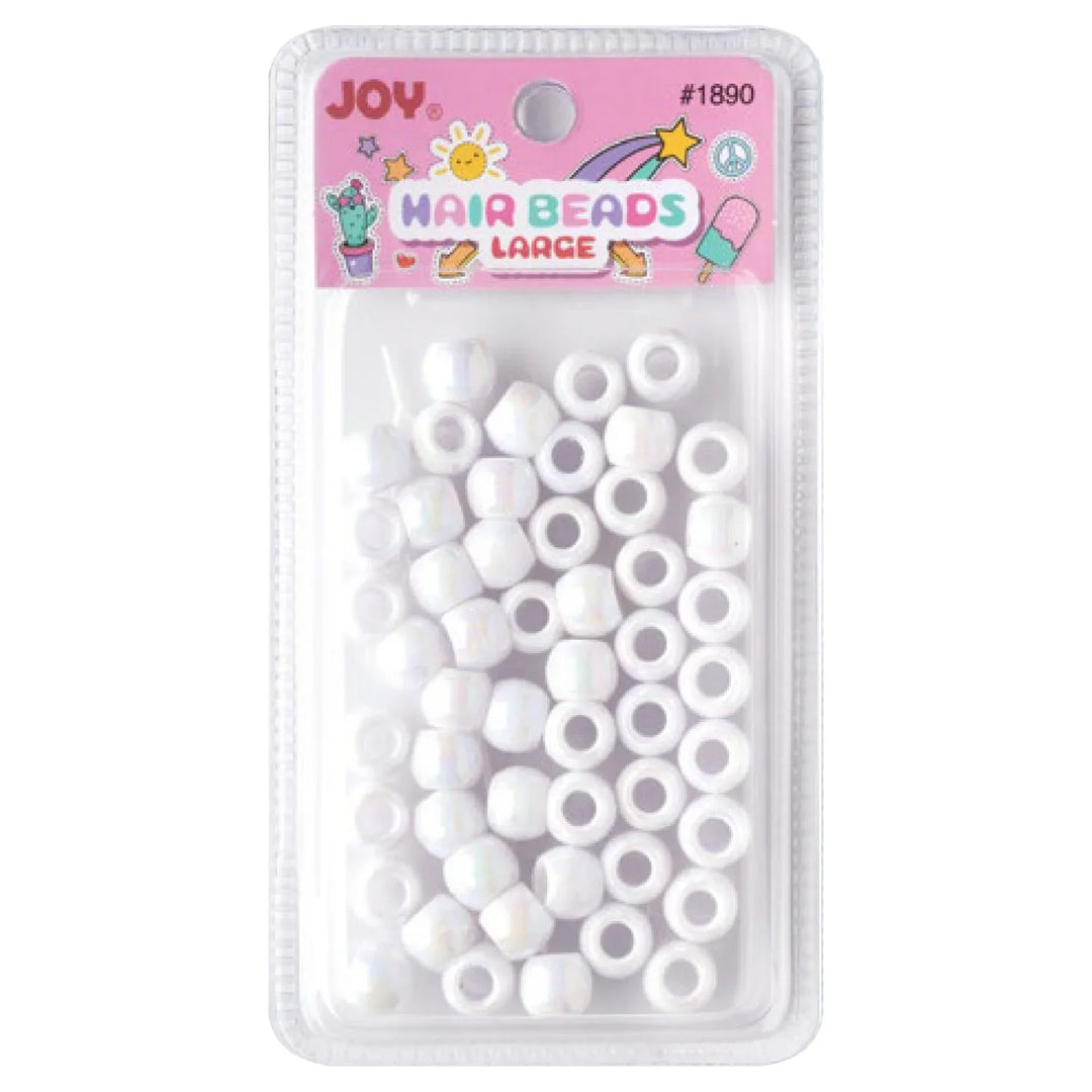 Joy Round Hair Beads Large, 50 Count, White
