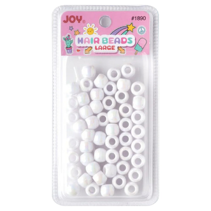 Joy Round Hair Beads Large, 50 Count, White