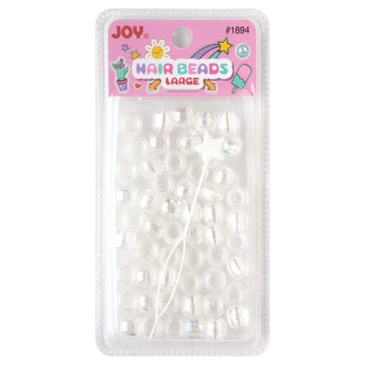Joy Round Hair Beads Large, 50 Count, Clear