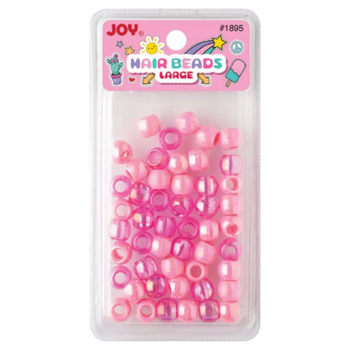 Joy Round Hair Beads Large, 50 Count, Pink Pearl