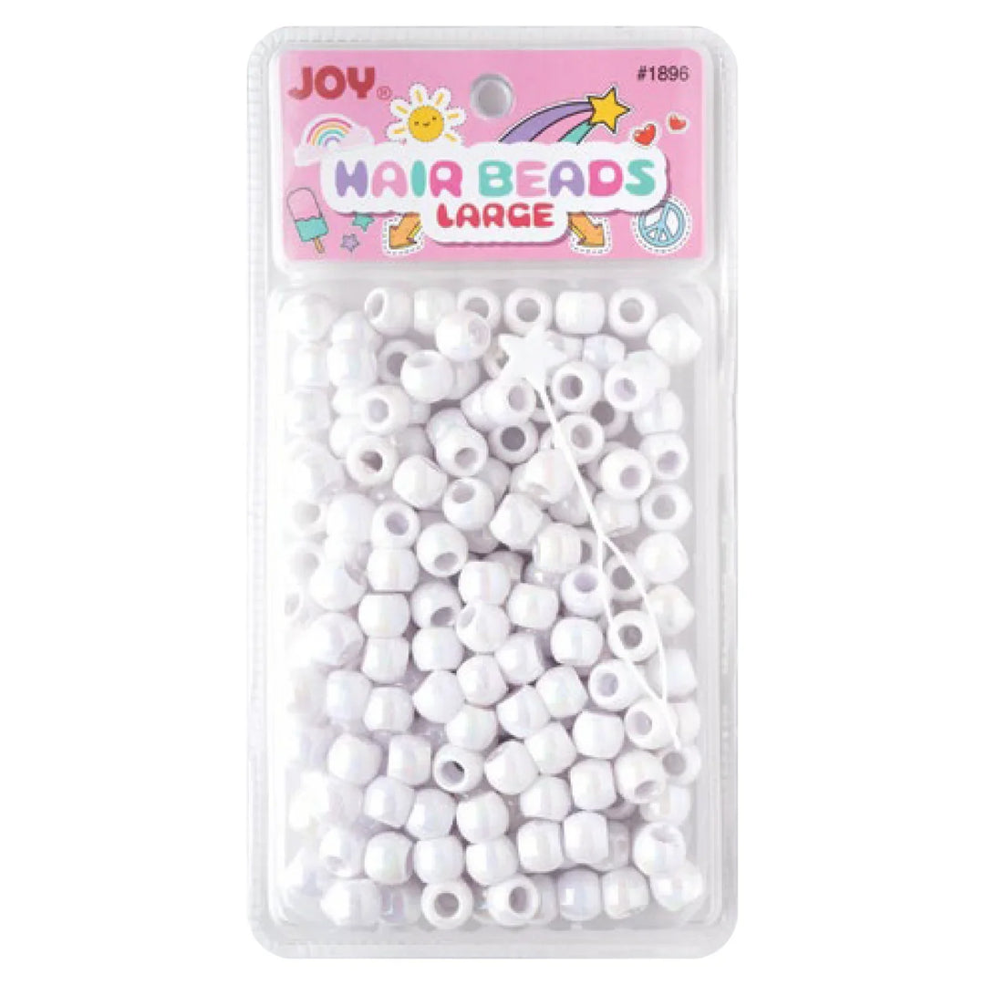 Joy Round Hair Beads Large, 240 Count, White