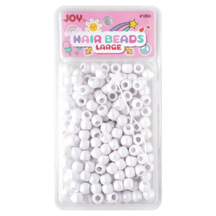 Joy Round Hair Beads Large, 240 Count, White