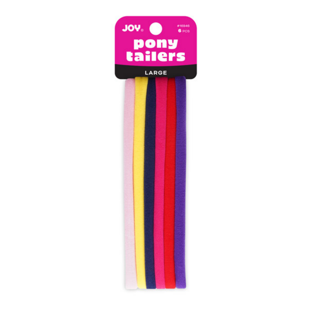 Joy Soft Ponytailers Large, 6 Count Gentle Kids' Hair Ties, Assorted Color