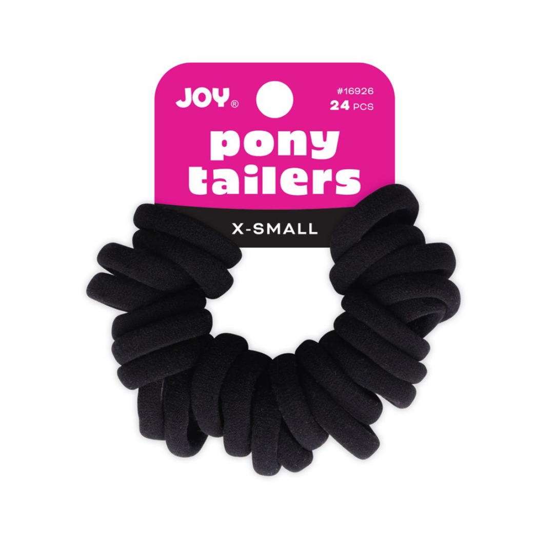 Joy Soft Ponytailers X-Small, 24 Count Gentle Kids' Hair Ties, Black