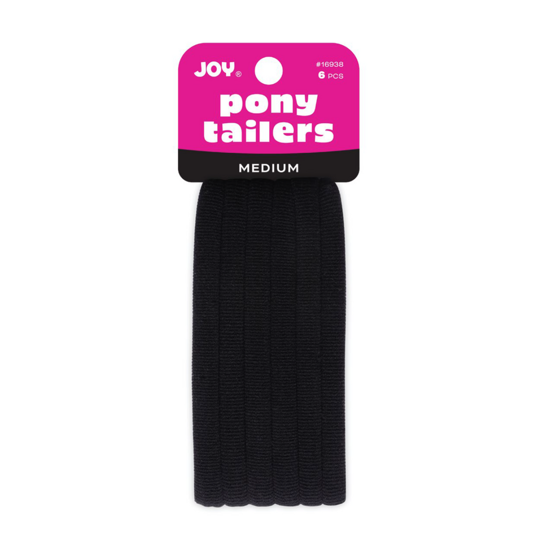 Joy Soft Ponytailers Medium, 6 Count Gentle Kids' Hair Ties, Black