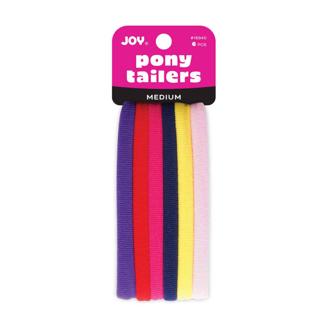Joy Soft Ponytailers Medium, 6 Count Gentle Kids' Hair Ties, Assorted Color