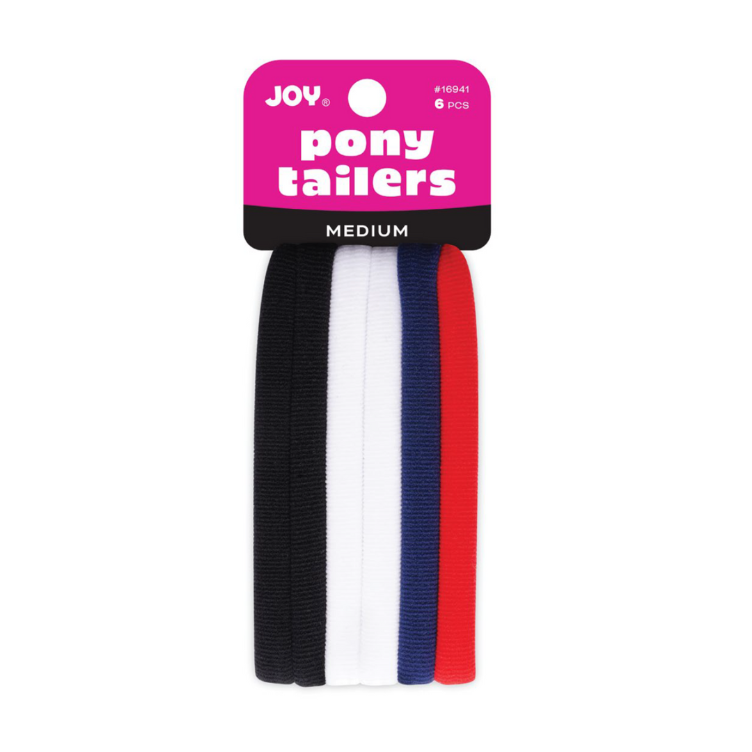 Joy Soft Ponytailers Medium, 6 Count Gentle Kids' Hair Ties, Assorted Color