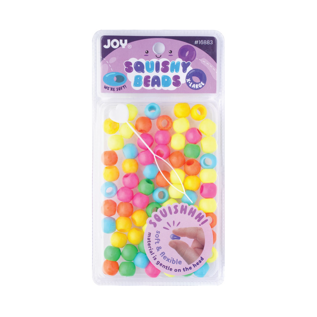 Joy Round Squishy Hair Beads X-Large, 80 Count, Neon