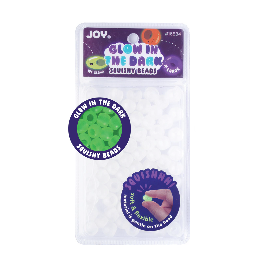 Joy Round Squishy Hair Beads X-Large, 80 Count, Clear