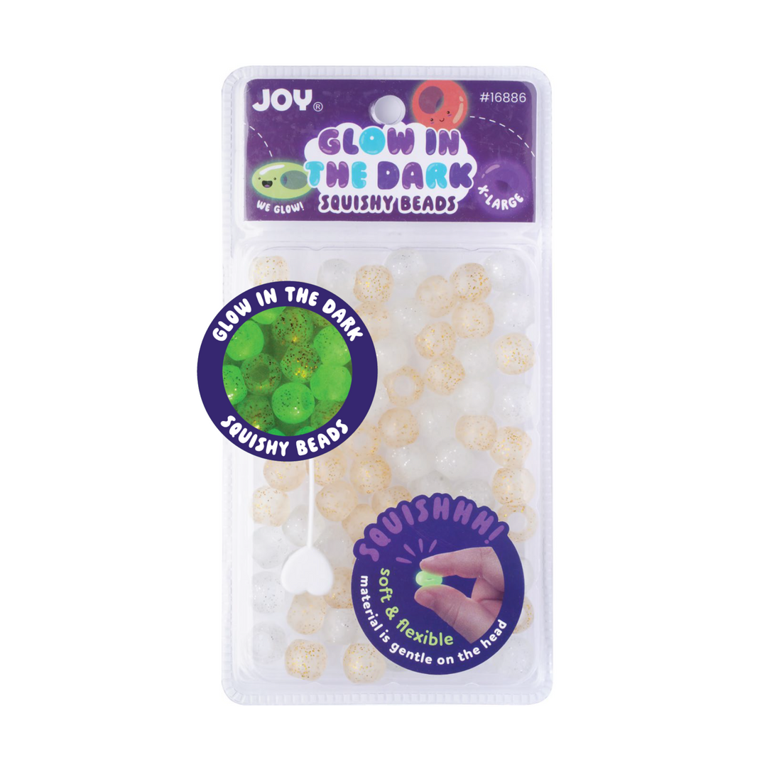Joy Round Squishy Hair Beads X-Large, 80 Count, Glitter