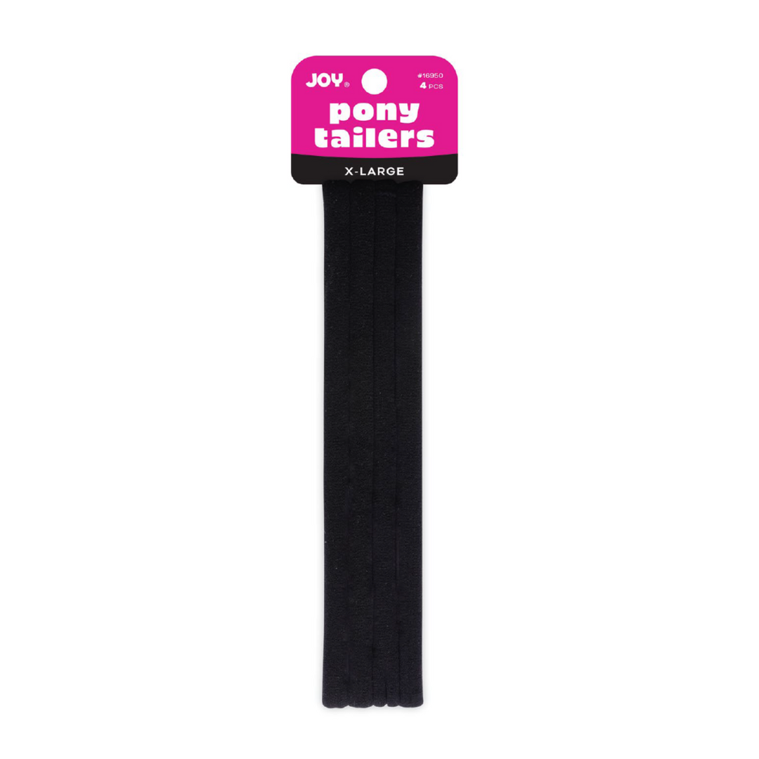 Joy Soft Ponytailers X-Large, 6 Count Gentle Kids' Hair Ties, Black