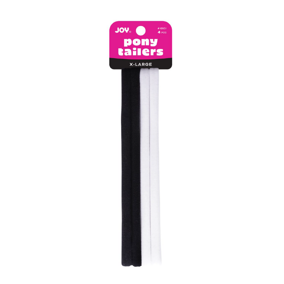 Joy Soft Ponytailers X-Large, 6 Count Gentle Kids' Hair Ties, Black & White